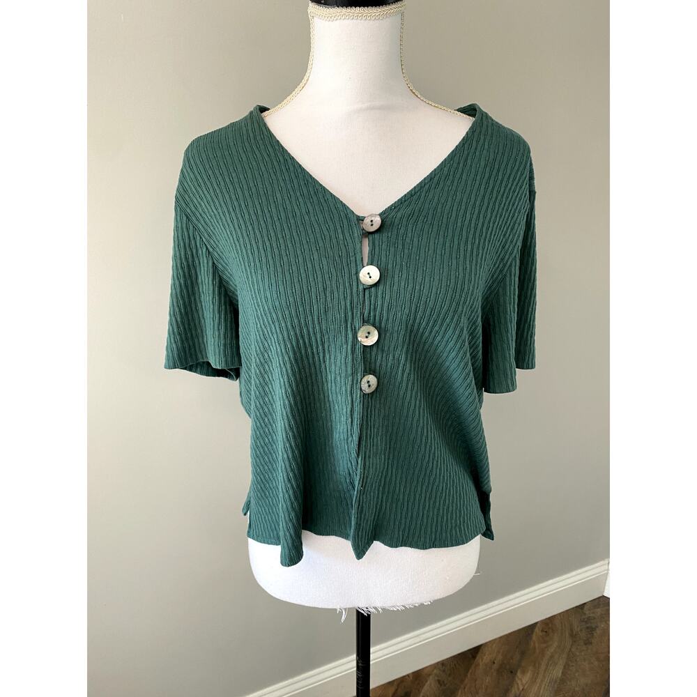 R & K Originals Vintage Button Up Green Shirt Sz 12
